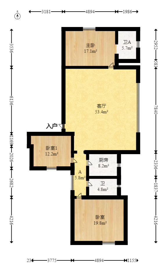 迎宾大厦  3室2厅2卫   158.00万室内图1