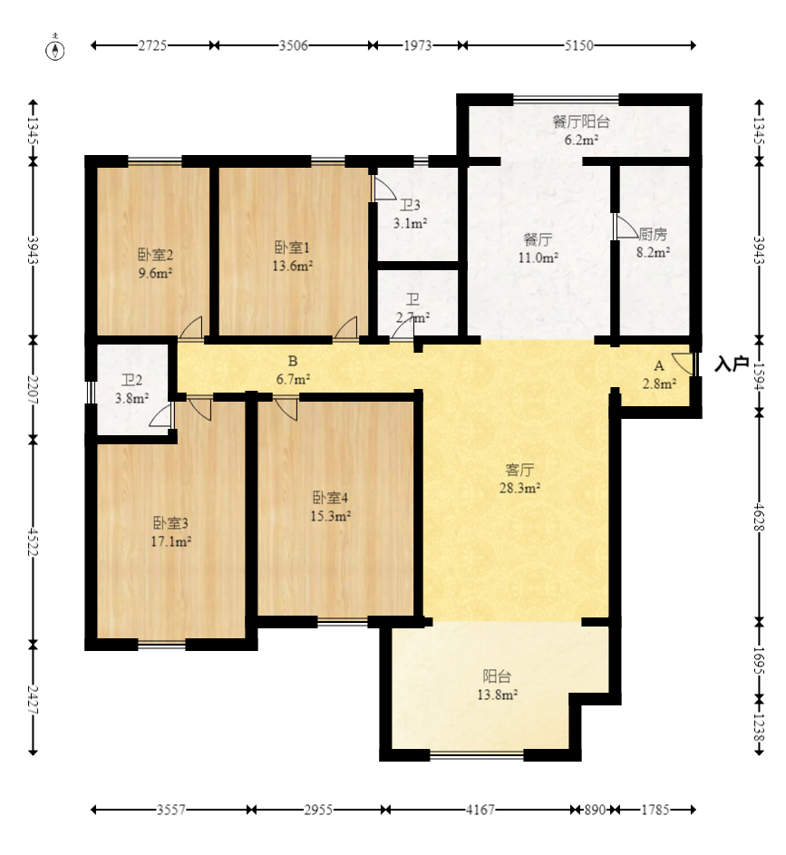 克拉美丽山庄(晟领国际) 4室2厅3卫 134.8万 克拉美丽山庄(晟领国际) 4室2厅3卫 134.8万户型图