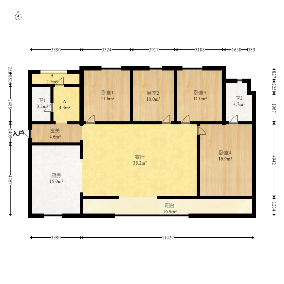 万科滨河道 4室2厅2卫 215.0万 万科滨河道 4室2厅2卫 215.0万户型图