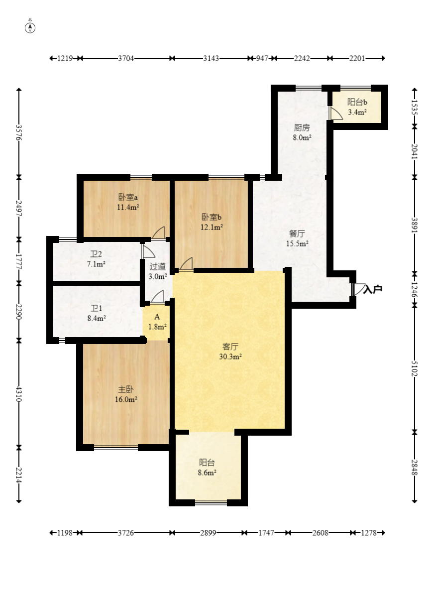 联诚国际城 3室2厅2卫 65.0万 联诚国际城 3室2厅2卫 65.0万户型图