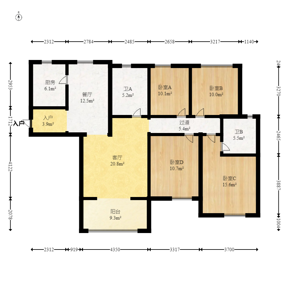 中建嘉和城  4室2厅2卫   169.00万室内图1