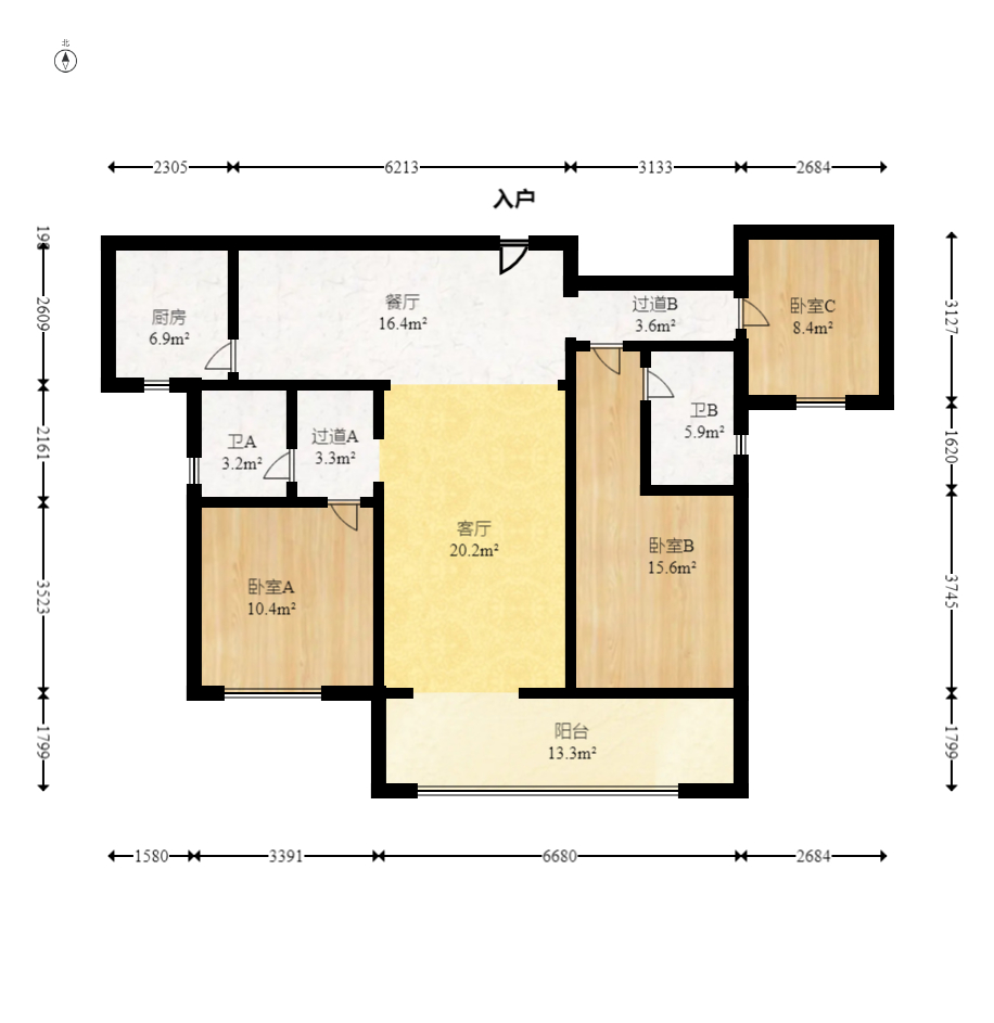中建嘉和城  3室2厅2卫   90.00万室内图1