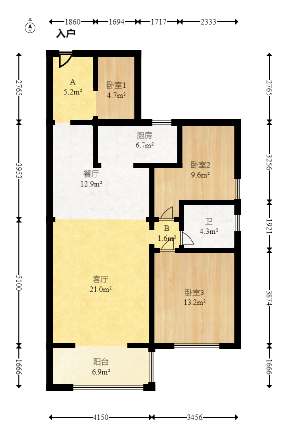 曙光领峰（曙光家园）  2室2厅1卫   81.80万室内图1