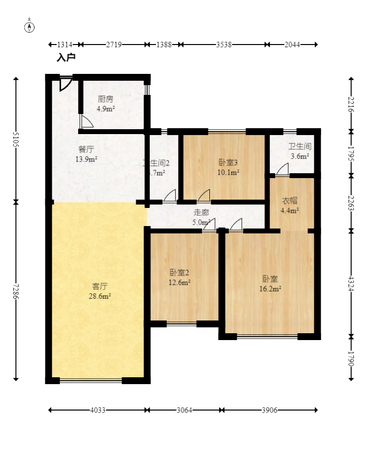 中交中央公园D1区  3室2厅2卫   135.00万室内图1