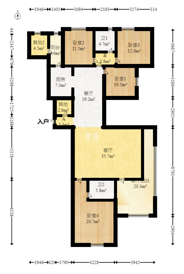 岳泰理想城  4室2厅2卫   262.00万