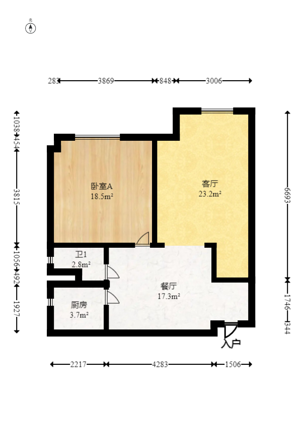 京武浪琴山一、二期  2室1厅1卫   110.00万室内图1