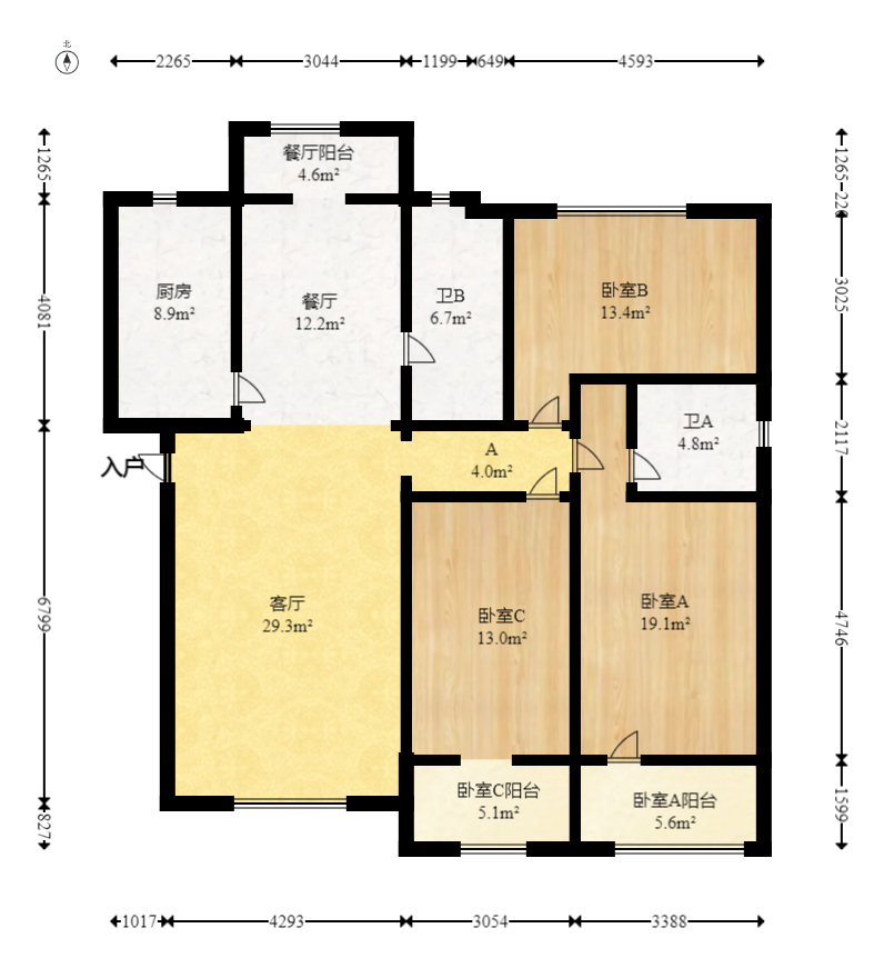 桔洲新苑（观沙岭）  3室2厅2卫   85.00万室内图1