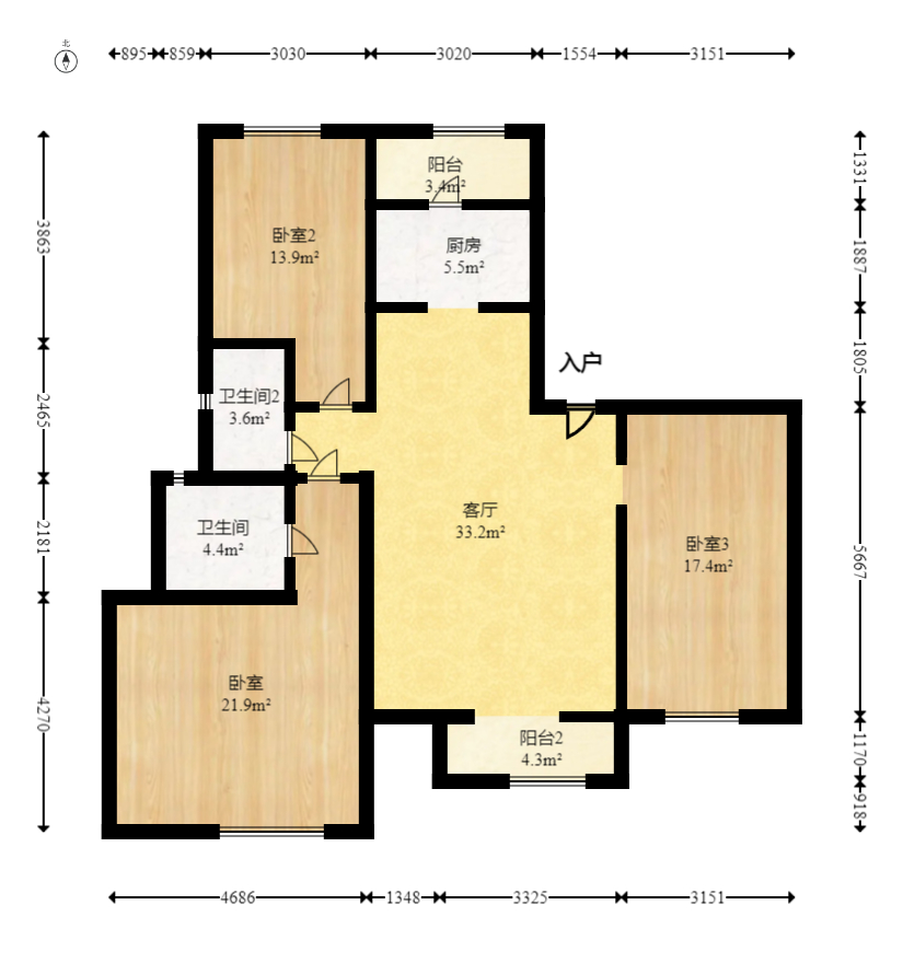 中国铁建国际城一期  3室2厅2卫    81.8万 中国铁建国际城一期  3室2厅2卫    81.8万户型图