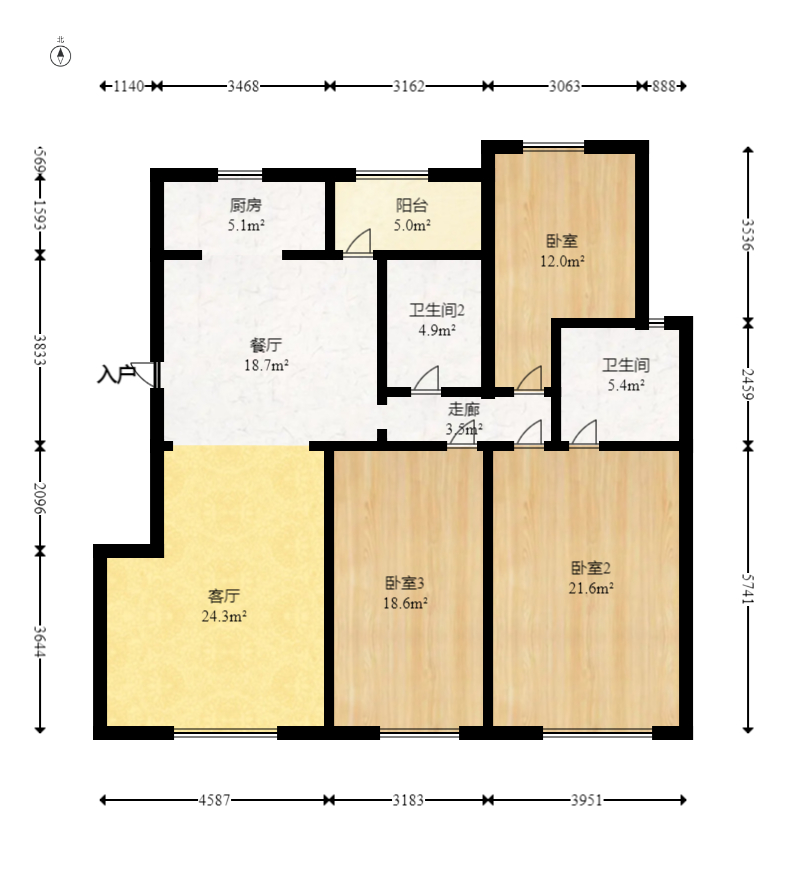 华天LOHO小镇  3室2厅2卫   82.80万室内图1