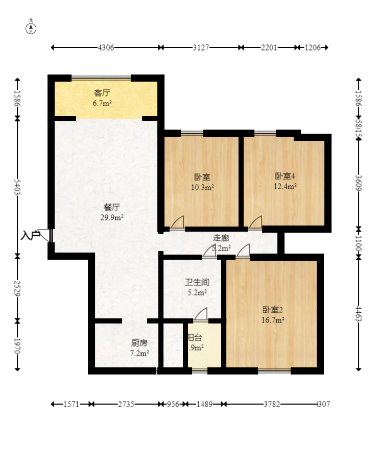 紫云阁  3室2厅1卫   69.80万室内图1