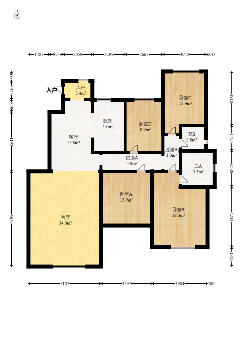 翡翠云天 4室2厅2卫 142.8万 翡翠云天 4室2厅2卫 142.8万户型图