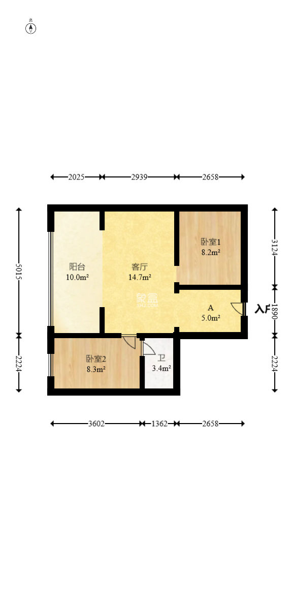 山水花都  2室1厅1卫    56.0万