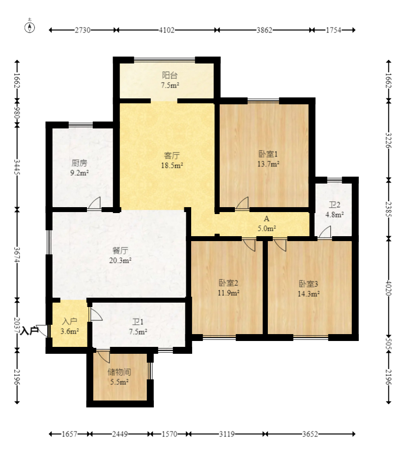 华盛家园  4室2厅2卫   125.80万室内图1