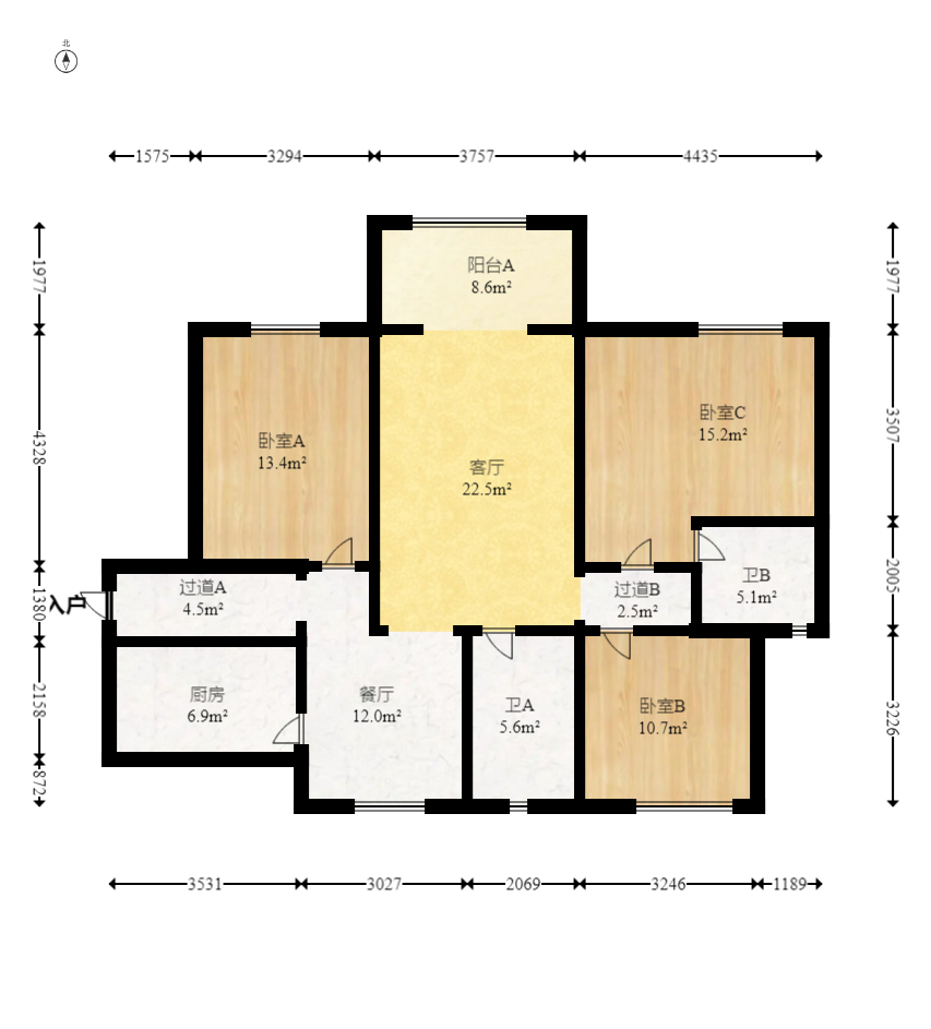 中建嘉和城  3室2厅2卫   120.00万室内图1