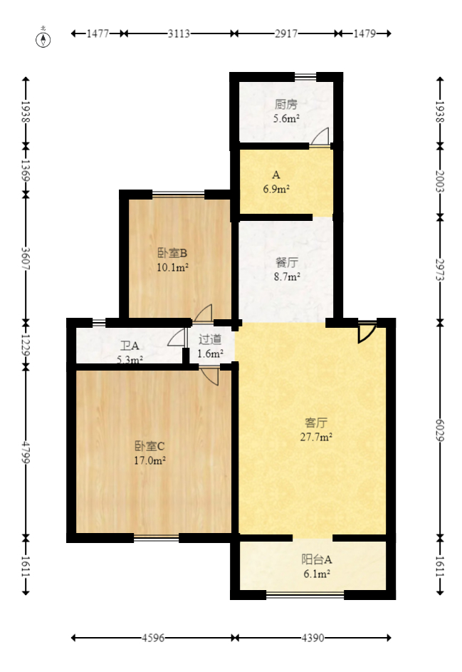 天赐良园  4室2厅2卫   105.00万室内图1