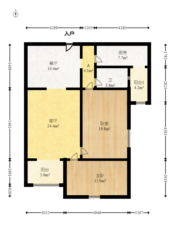三一街区  3室2厅1卫   68.80万室内图1