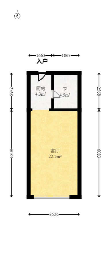 达美D6区  1室1厅1卫   30.00万室内图1