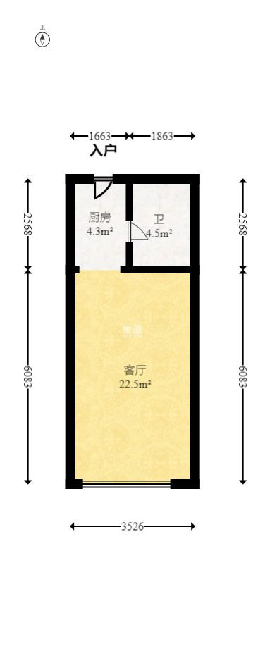 达美D6区  1室1厅1卫   30.00万