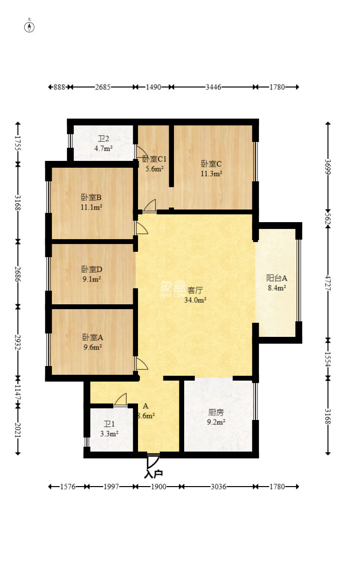 萬科魅力之城 4室2廳1衛 190.00萬