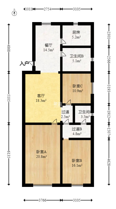 向家湾社区（含富湘公寓）  3室2厅2卫   138.00万