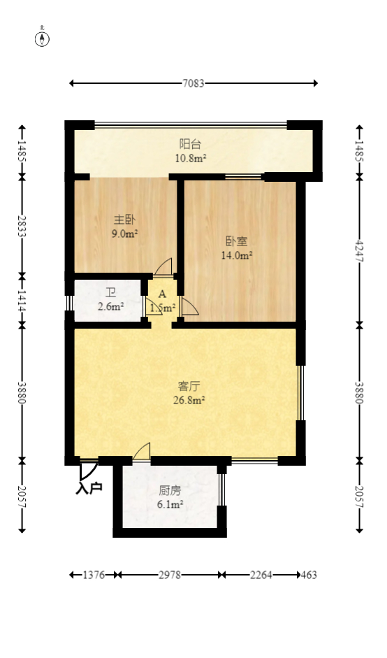 竹园公寓  2室1厅1卫   82.00万室内图1