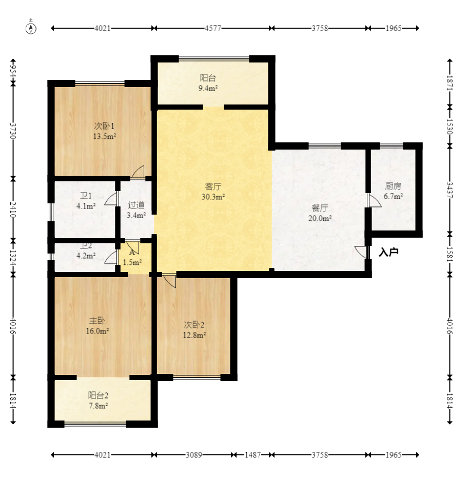 北辰三角洲C3区 3室2厅2卫 170.0万 北辰三角洲C3区 3室2厅2卫 170.0万户型图
