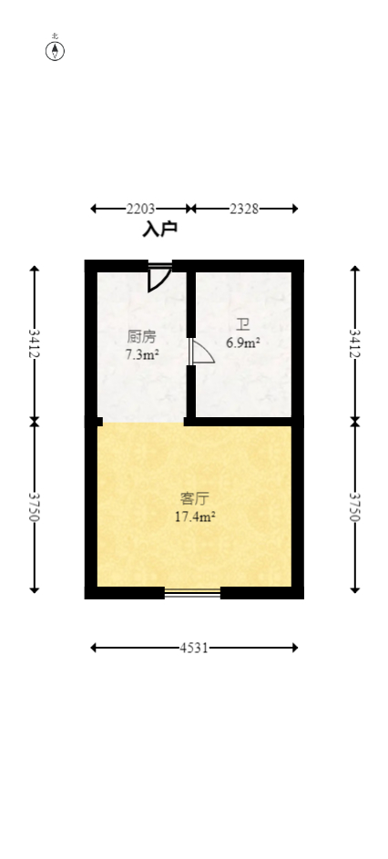 沁园春御院  1室1厅1卫   50.00万室内图1