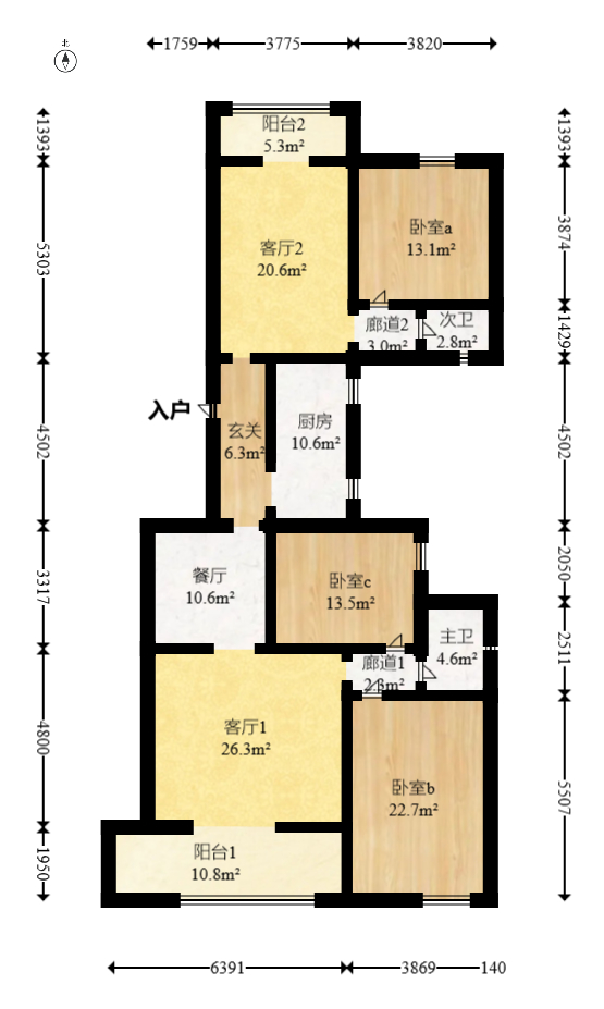 润芳园  4室2厅2卫   139.00万室内图1