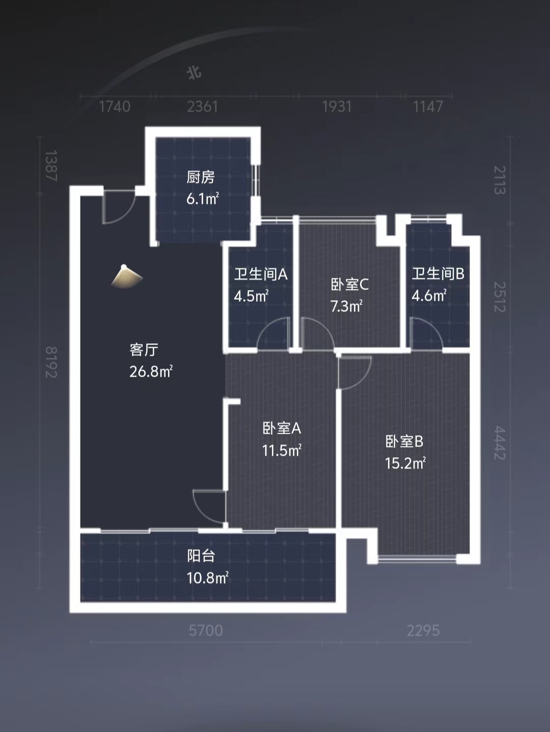 建发央著  3室2厅2卫   76.00万