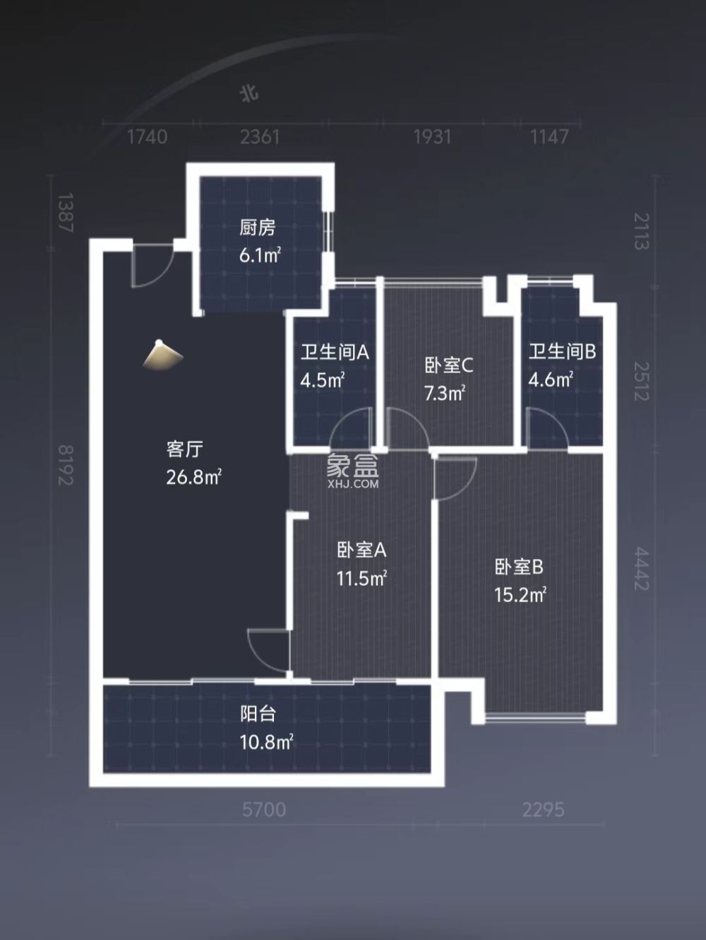 建发央著  3室2厅2卫   72.40万