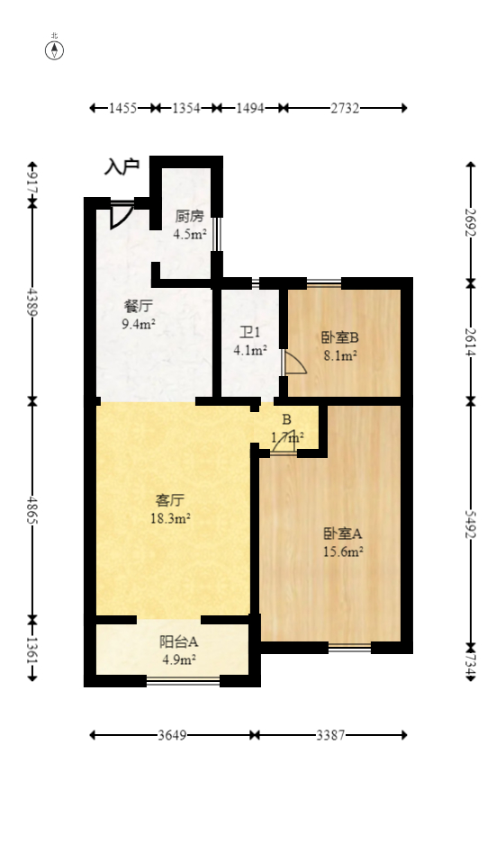 旭辉香樟公馆  2室2厅1卫   90.00万室内图1