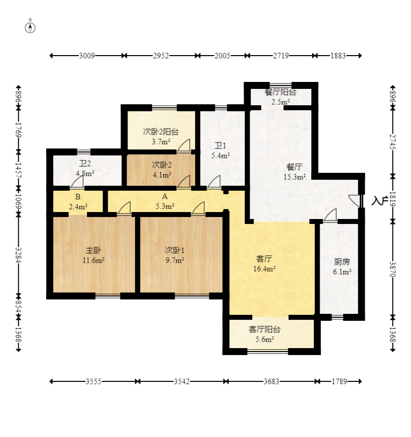 中建悦和城  3室2厅2卫   106.00万室内图1