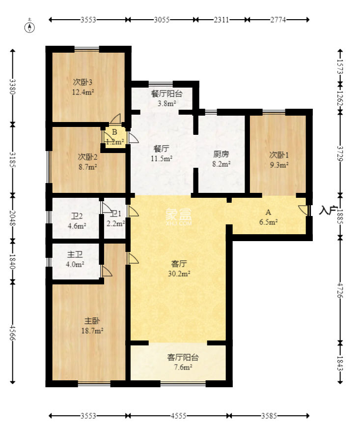 恒基凯旋门三期  4室2厅2卫   158.80万