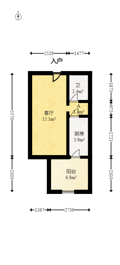 湖湾世景  1室1厅1卫   28.80万室内图1