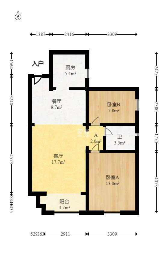 丽发新城  2室1厅1卫    55.8万