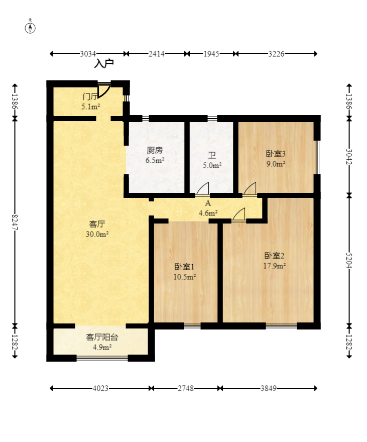 鑫远御文台二期  3室2厅1卫   135.00万室内图1