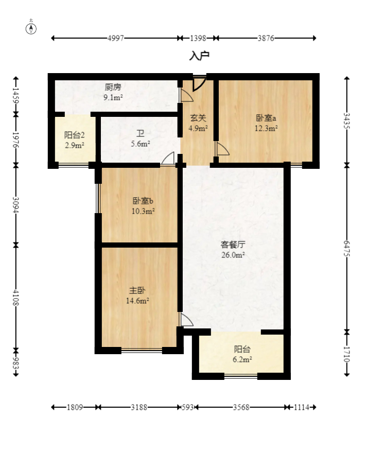 旭辉御府  3室2厅1卫   115.00万室内图1