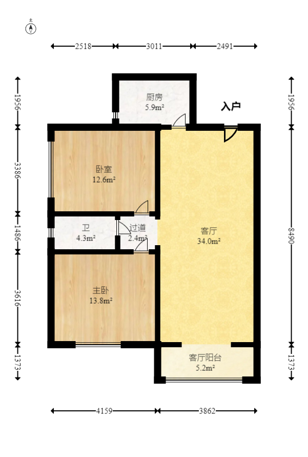 时代星城 2室2厅1卫 47.0万 时代星城 2室2厅1卫 47.0万户型图