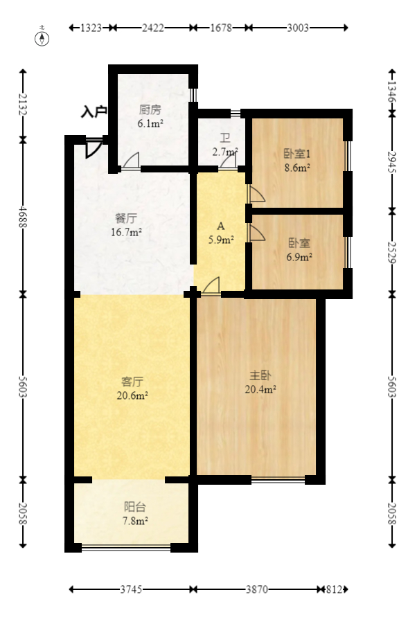 荣盛花语城  3室2厅2卫   88.00万室内图1