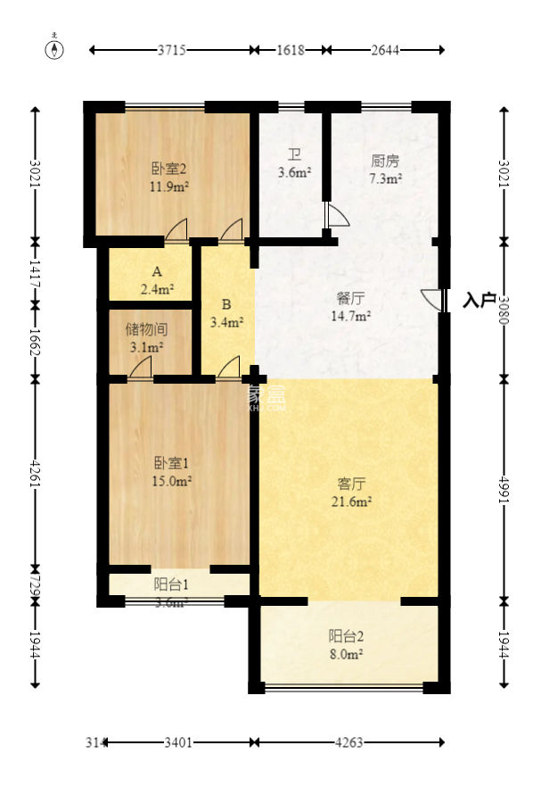 都江新城（都江新苑）  2室2厅1卫    110.0万