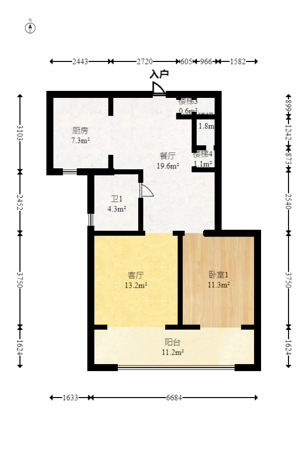 明昇壹城（明昇时代广场）二期  3室2厅2卫   135.00万室内图1