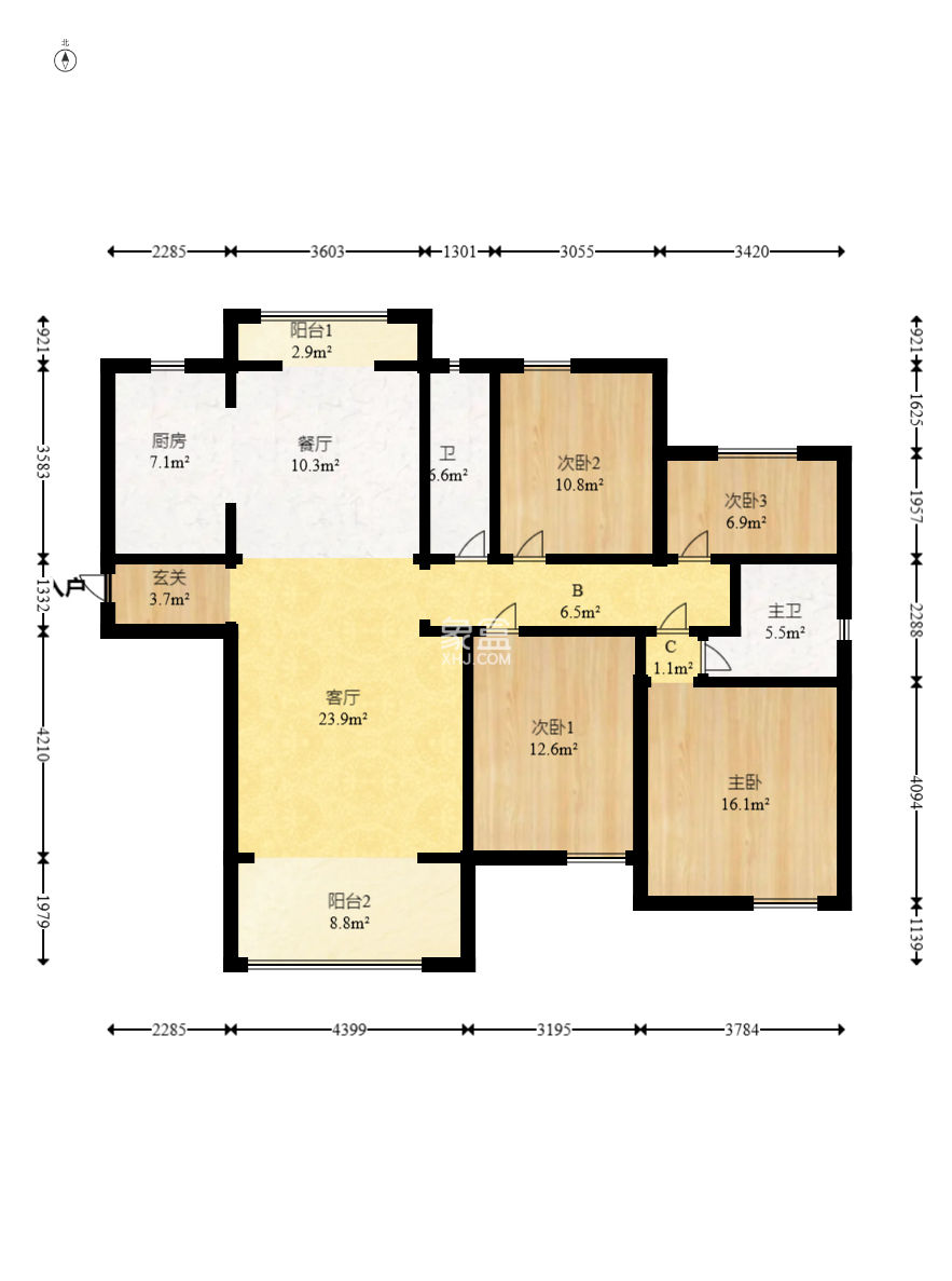 福晟钱隆国际（晟冉景苑）  4室2厅2卫    108.0万