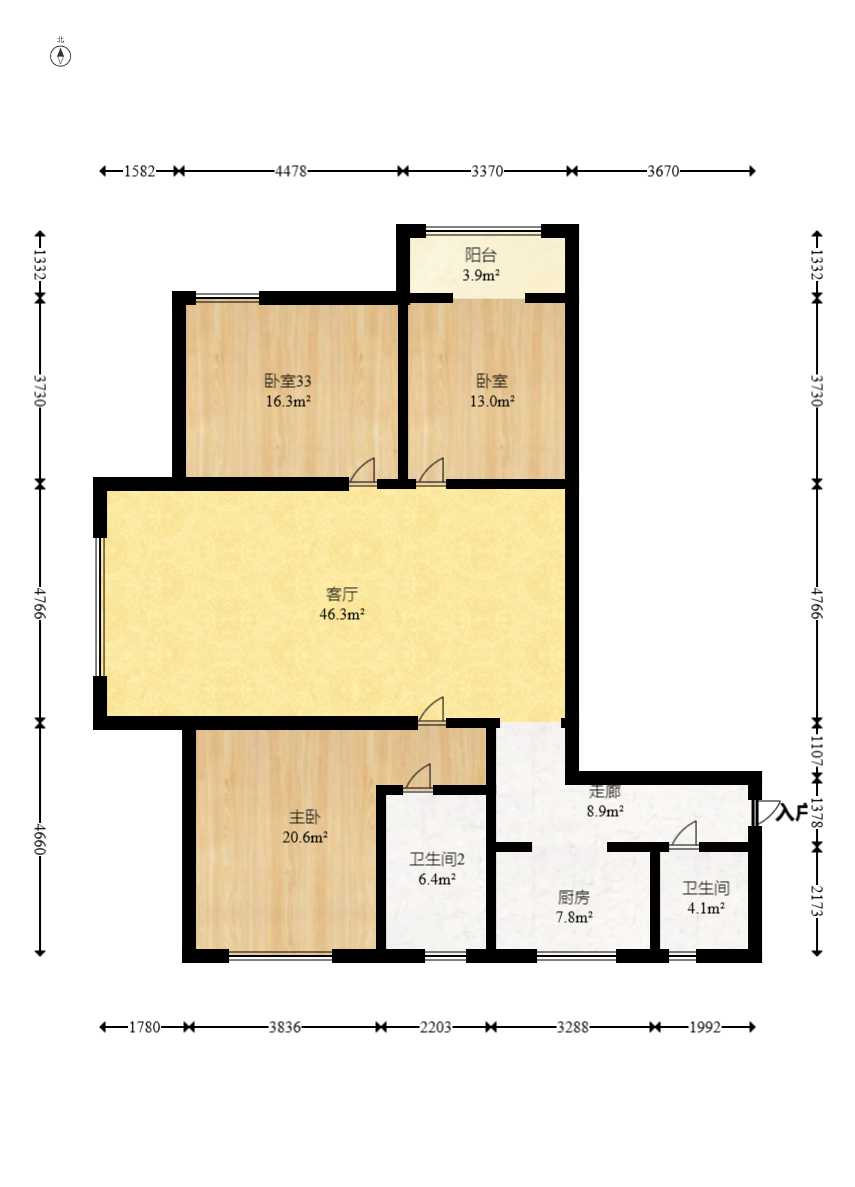 明天一城  3室2厅2卫    66.8万 明天一城  3室2厅2卫    66.8万户型图