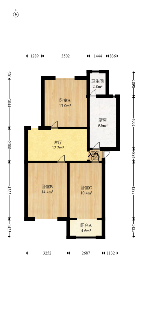 省水院宿舍 3室1厅1卫 60.0万 省水院宿舍 3室1厅1卫 60.0万户型图
