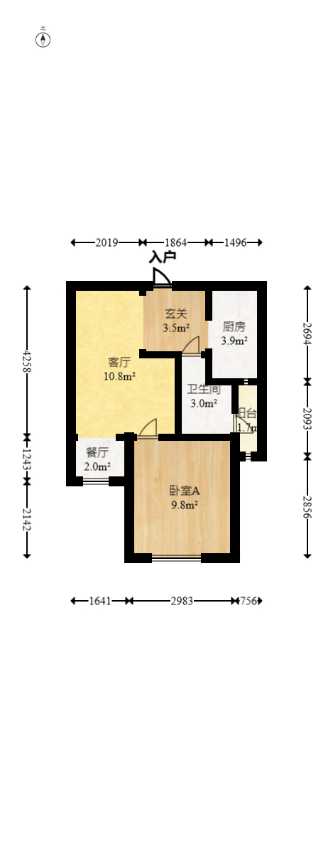 白沙晶城 1室1厅1卫 35.0万 白沙晶城 1室1厅1卫 35.0万户型图
