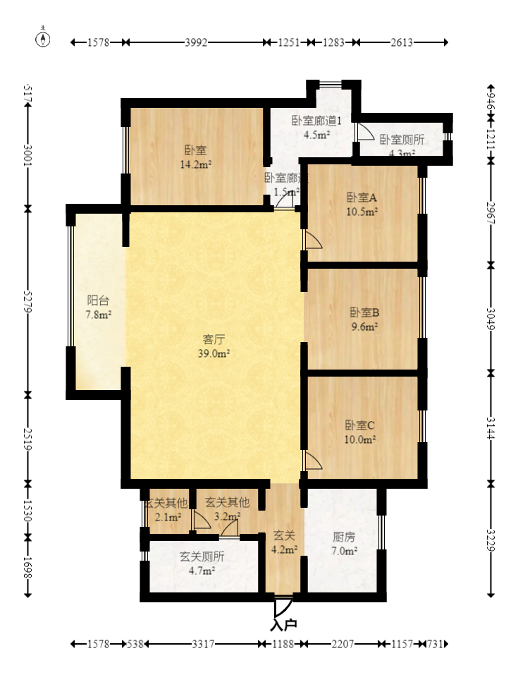 萬科白鷺郡  4室2廳2衛(wèi)    160.0萬室內(nèi)圖1