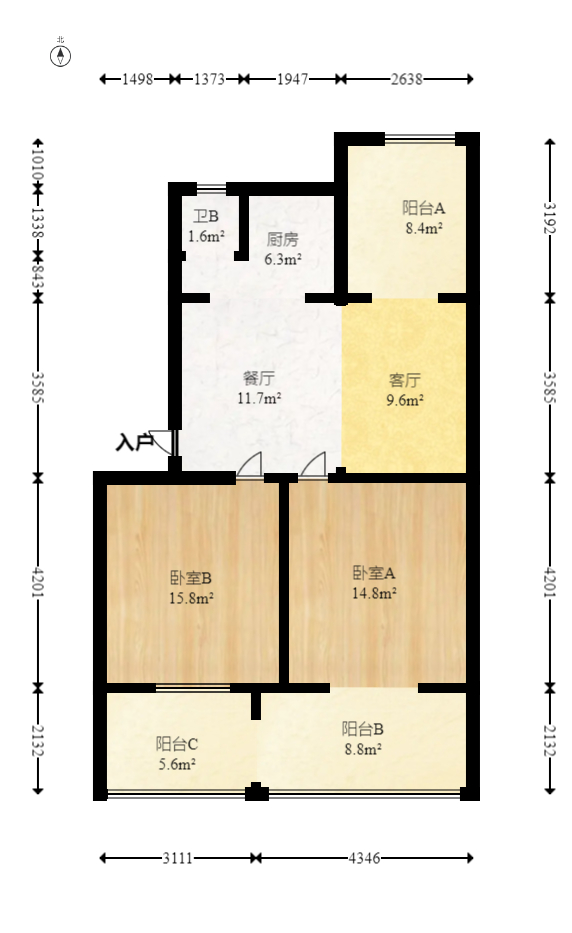 莲湖汽车饰品城（莲湖公寓）  2室1厅1卫   48.00万室内图1