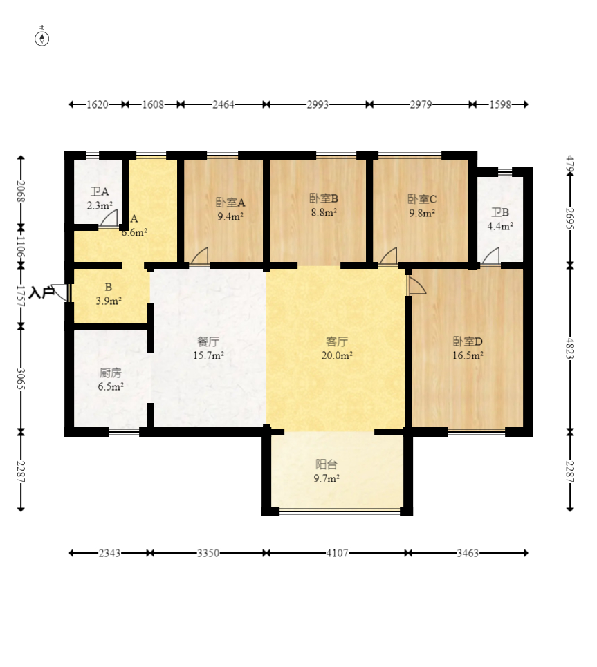 汇金城/嘉华城(二期、三期) 4室2厅2卫 172.0万 汇金城/嘉华城(二期、三期) 4室2厅2卫 172.0万户型图