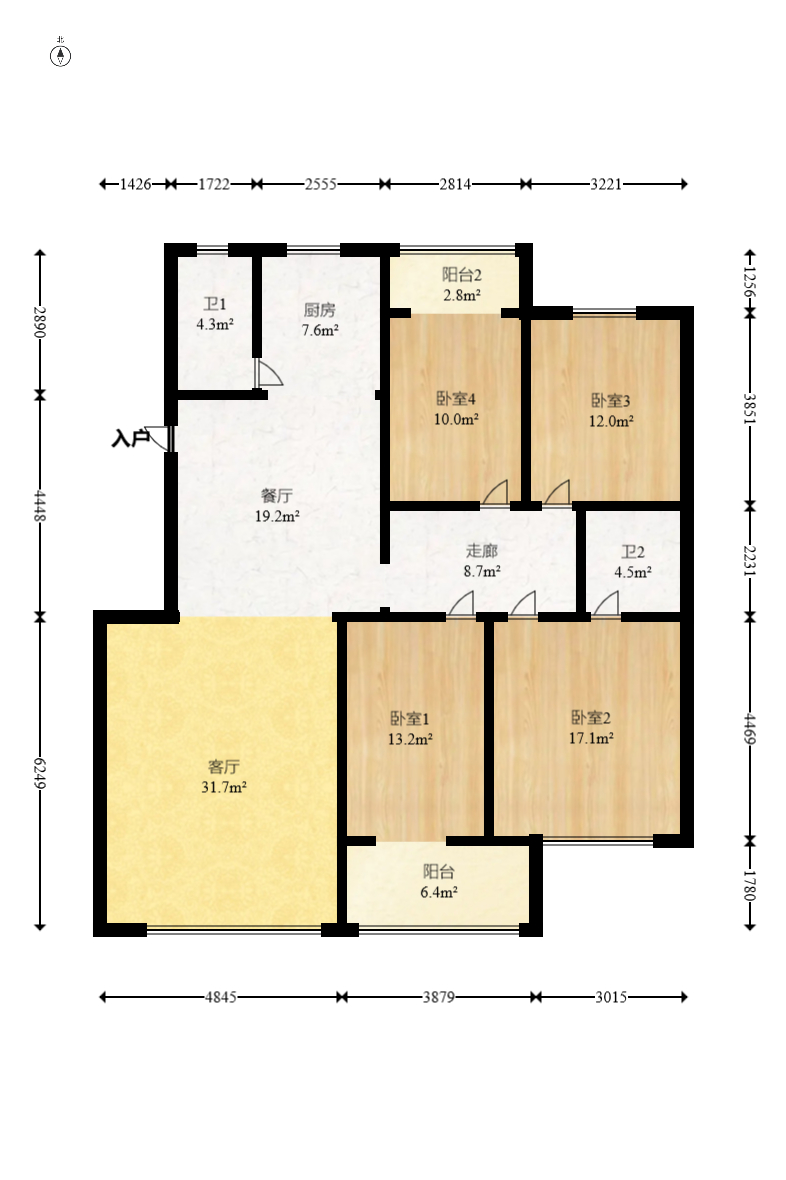 星语林名园  3室2厅2卫   110.00万室内图1