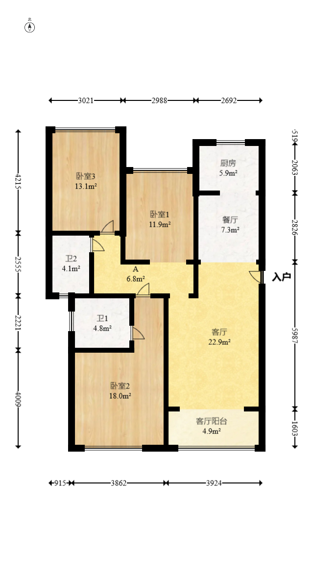 长城水郡  3室2厅2卫   93.00万室内图1